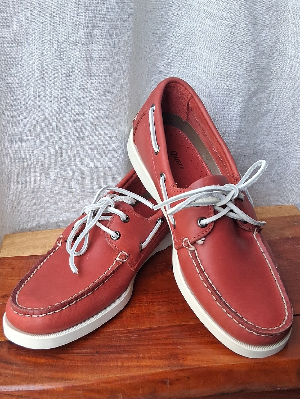 Quince Water Resistant Leather Boat Shoe Amaro Red 9.5